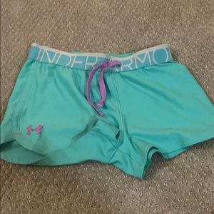 purple and teal under armour shorts